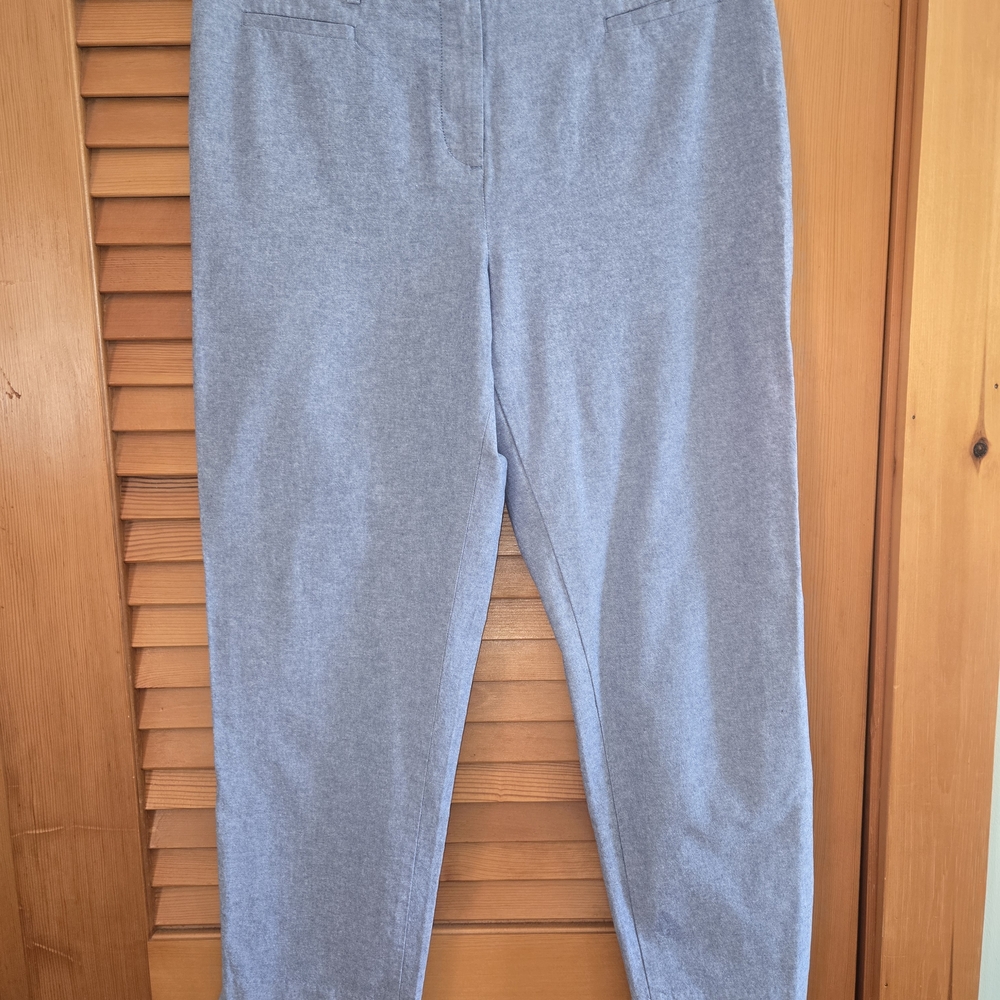 Talbots Blue Cropped Ankle Jumpsuit Relaxed Fit